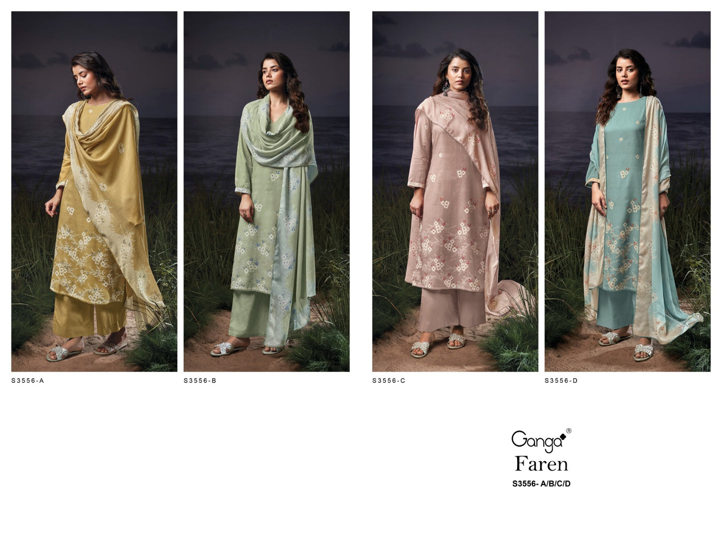Faren 3556 Ganga Premium Cotton Plazzo Style Suits Manufacturer Ahmedabad