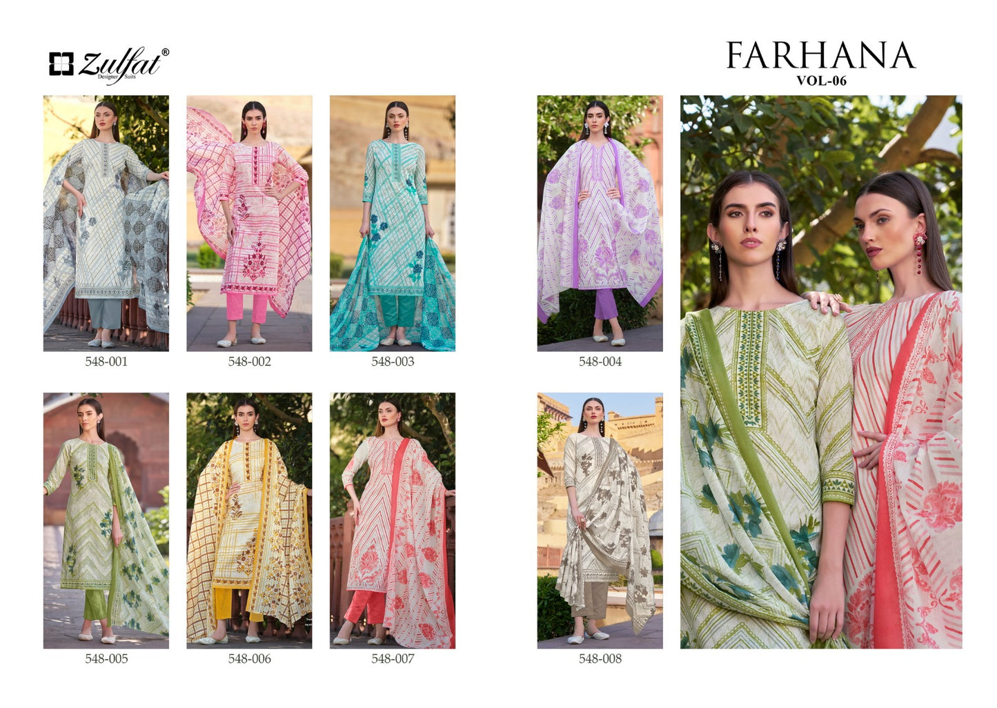 Farhana Vol 6 Zulfat Designer Pure Cotton Pant Style Suits Wholesaler India