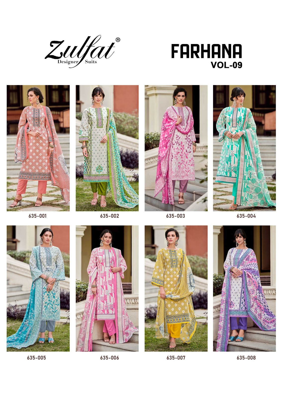Farhana Vol 9 Zulfat Designer Cotton Karachi Salwar Suits Supplier Gujarat