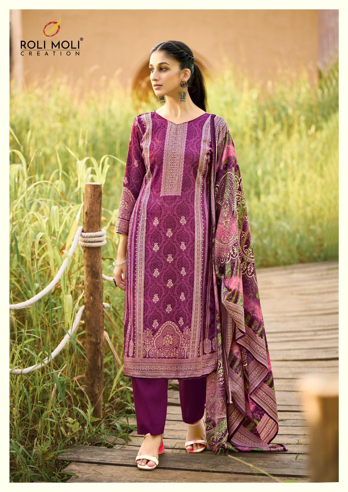 Farida Roli Moli Karachi Pashmina Salwar Suits Exporter Ahmedabad