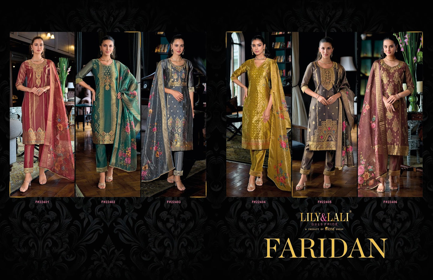Faridan Lily Lali Simmer Readymade Pant Style Suits Exporter