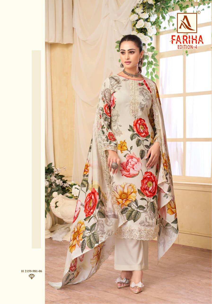 Fariha Edition 4 Alok Muslin Karachi Salwar Suits Wholesaler Ahmedabad