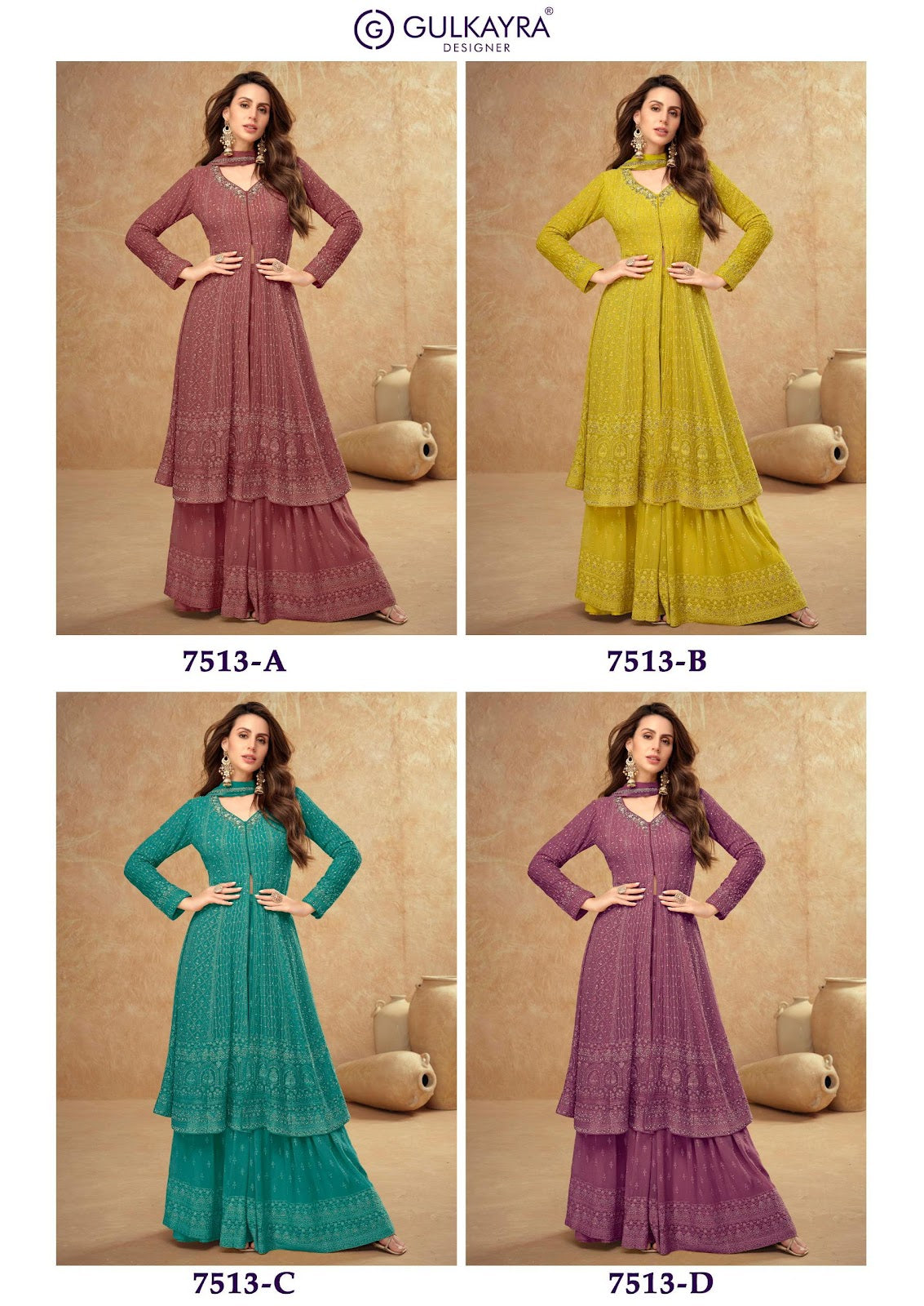 Farina 7513 Gulkayra Designer Georgette Readymade Skirt Style Suits Manufacturer Ahmedabad