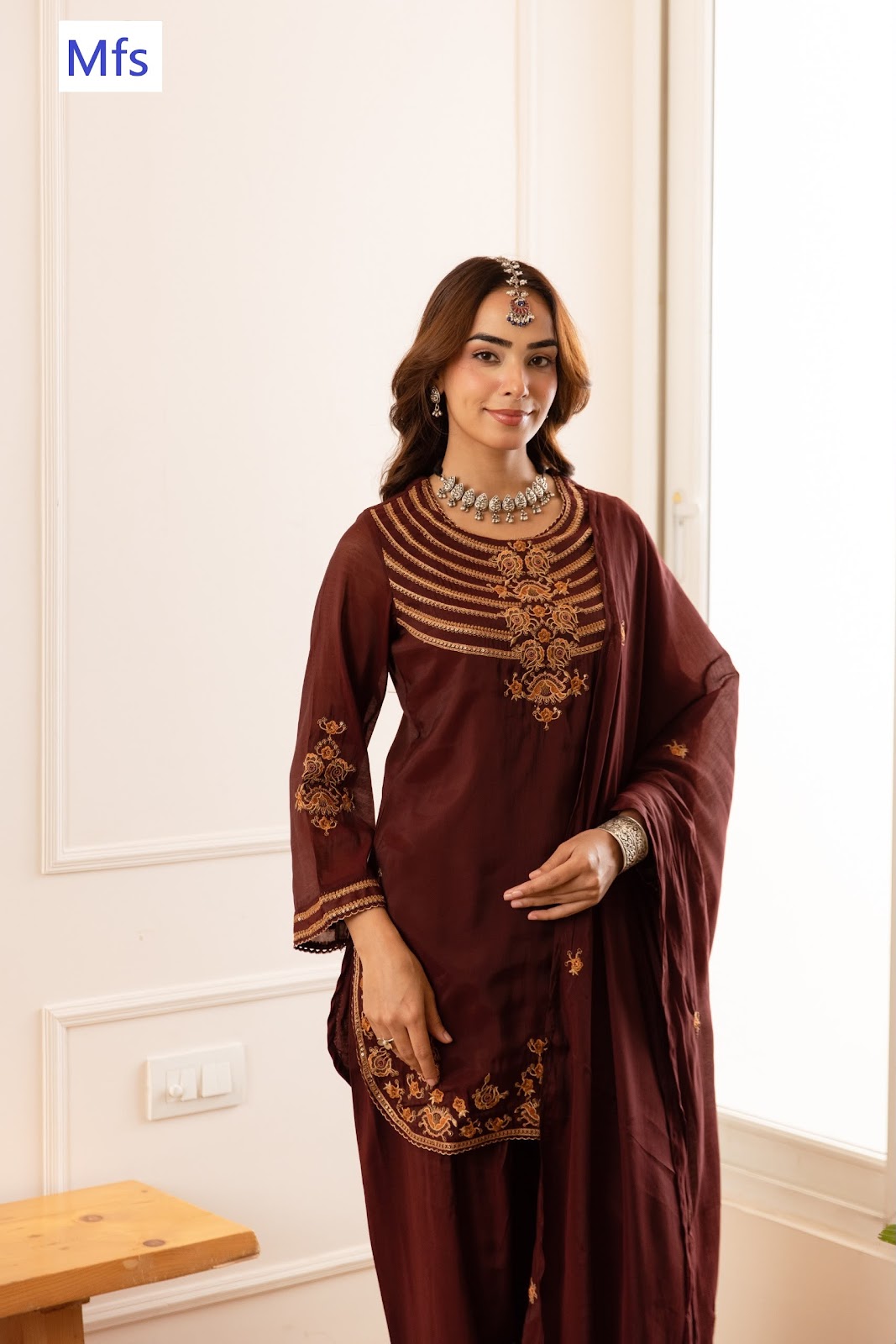 Farshi 121026 Mfs Chanderi Readymade Suits Manufacturer Ahmedabad