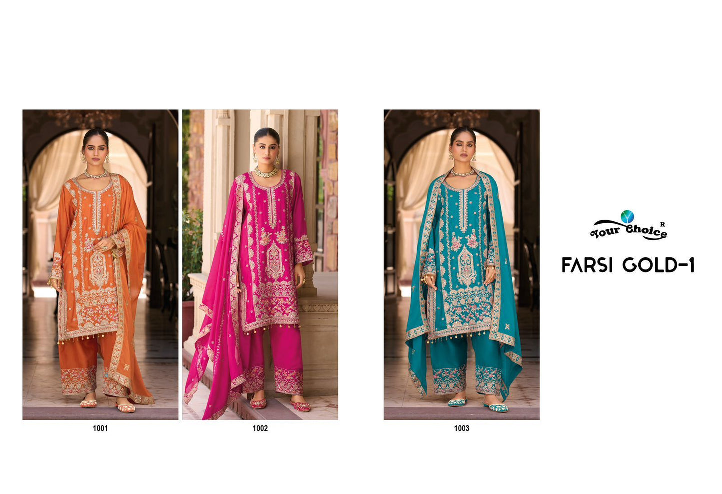 Farsi Gold 1 Your Choice Chinon Pakistani Readymade Suits Supplier