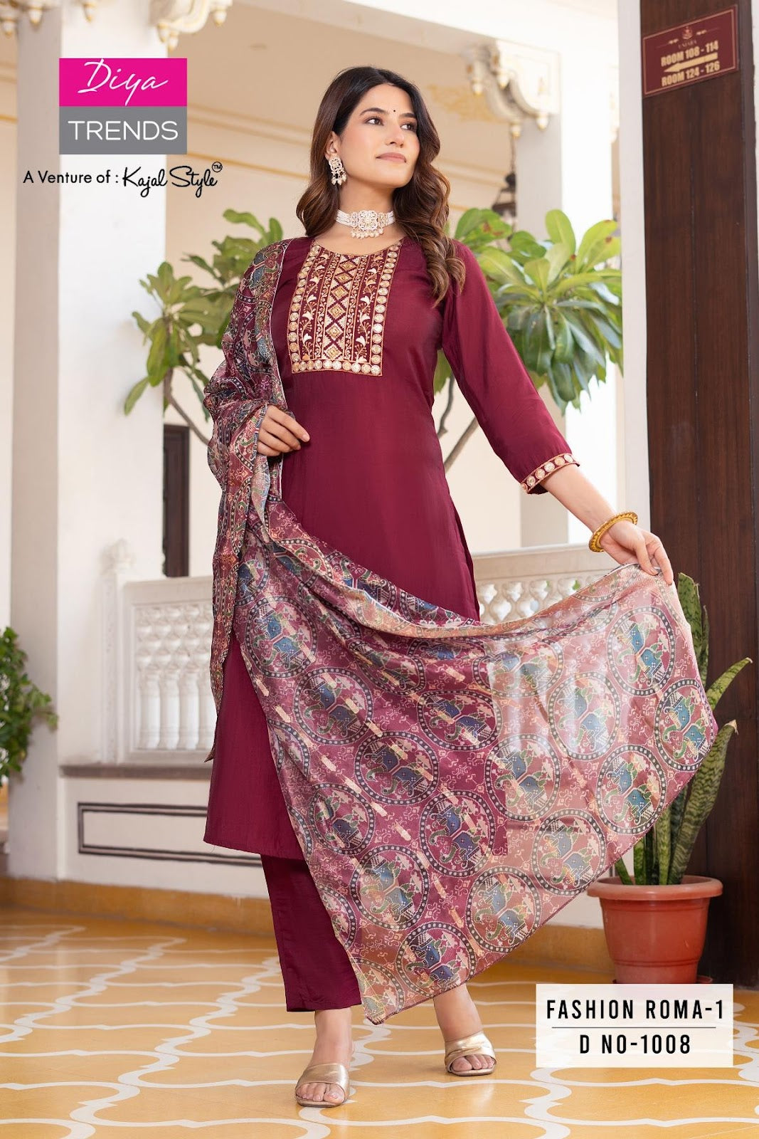 Fashion Roma Diya Trends Roman Silk Readymade Pant Style Suits Wholesaler Ahmedabad