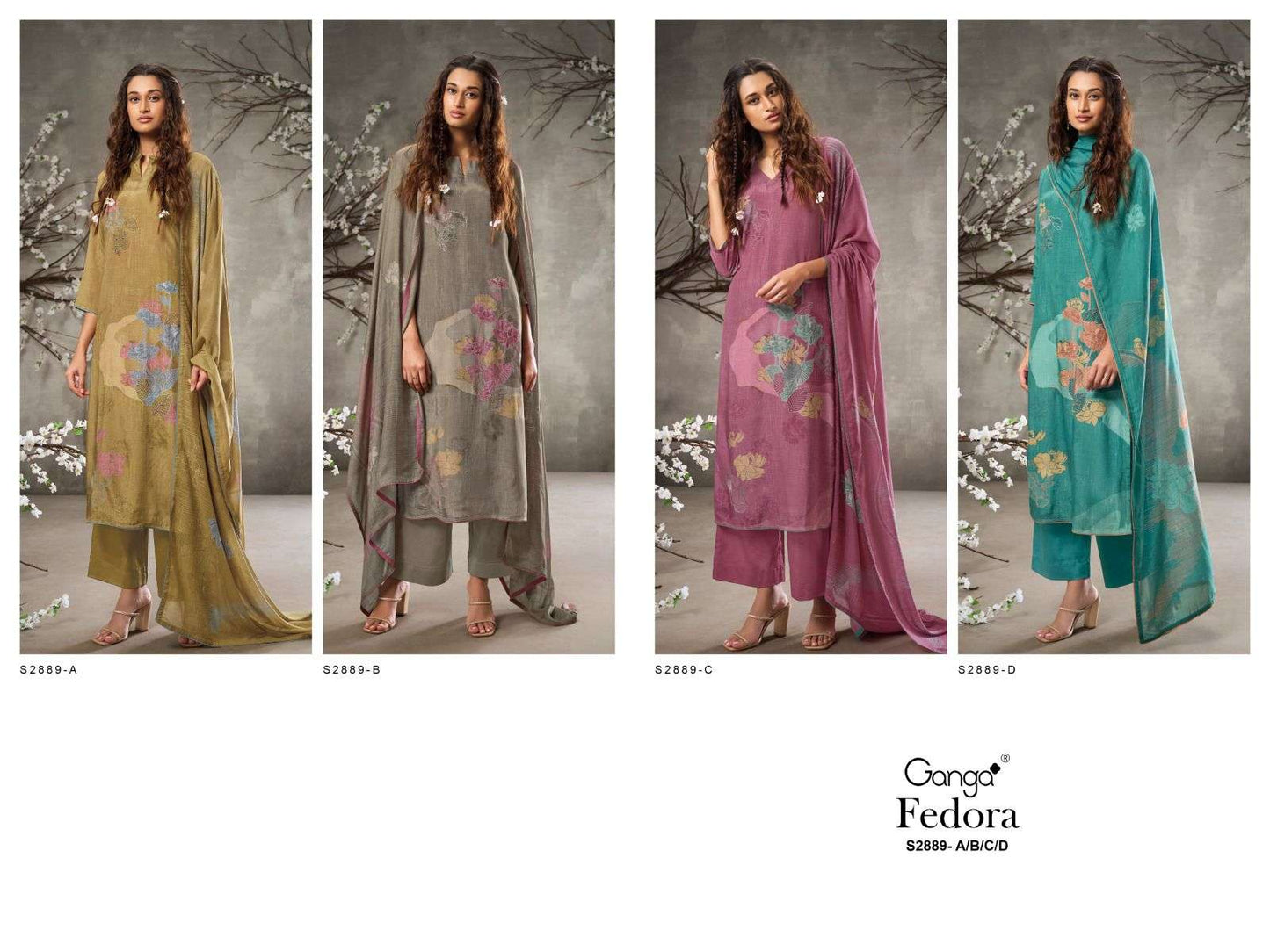 Fedora 2889 Ganga Pashmina Plazzo Style Suits Exporter