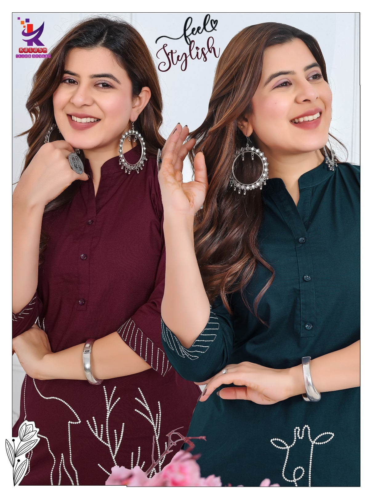 Feel Stylish Mlm Kalash Lifestyle Cotton Kurti Plazzo Set Wholesaler Gujarat