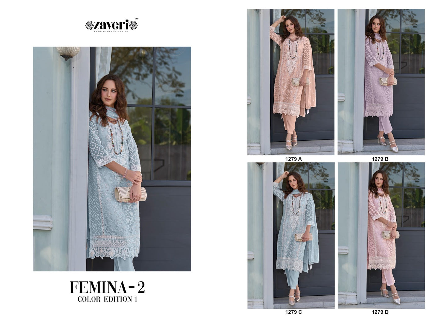 Femina 2 Color Edition 1279 Zaveri Organza Readymade Pant Style Suits Supplier Ahmedabad