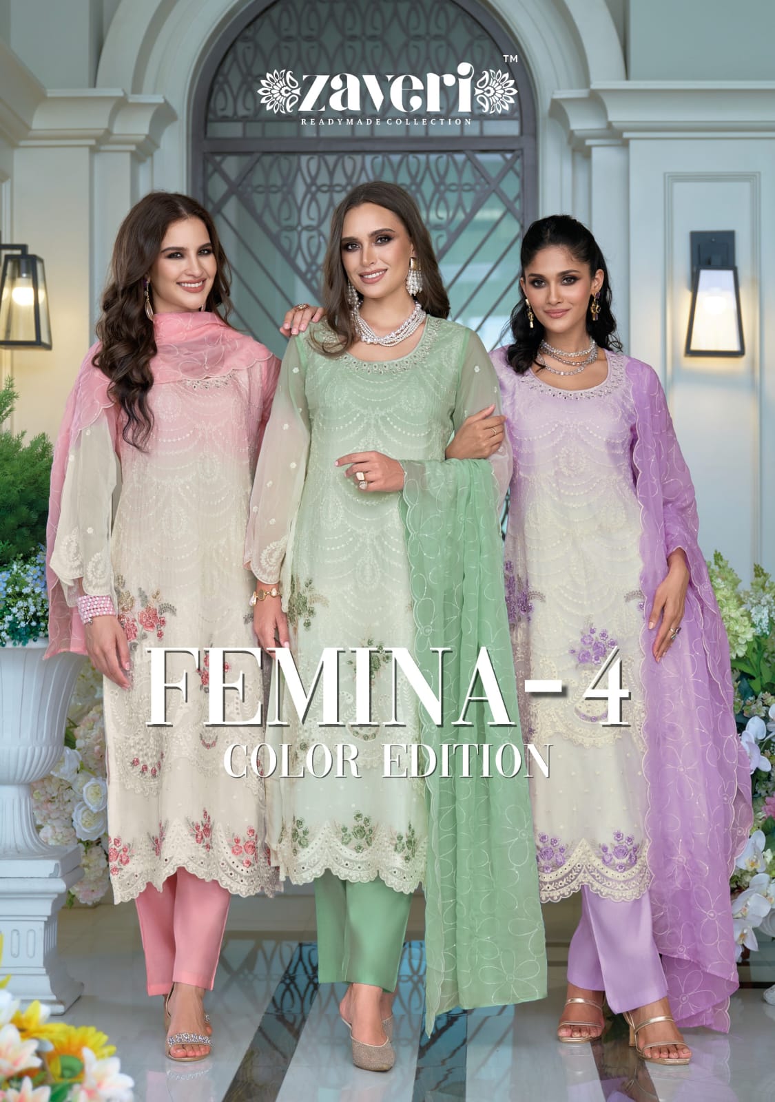 Femina Color Edition Vol 4 Zaveri Soft Organza Readymade Pant Style Suits Wholesaler
