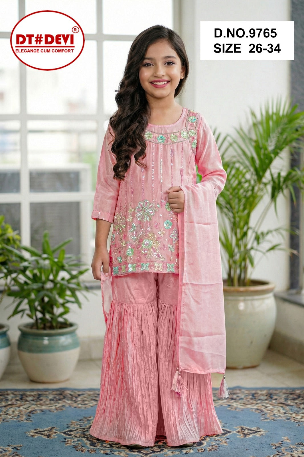 Fenil 9765 Dt Devi Silk Readymade Girls Sharara Suits Exporter India