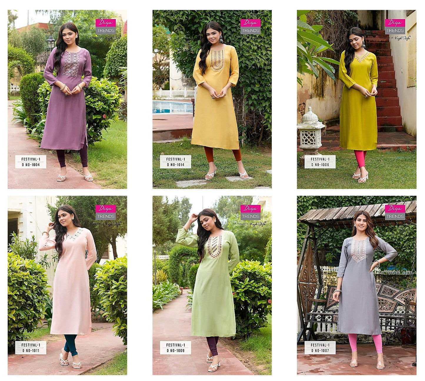 Festival 1 Diya Trends Roman Silk Long Straight Kurti Supplier