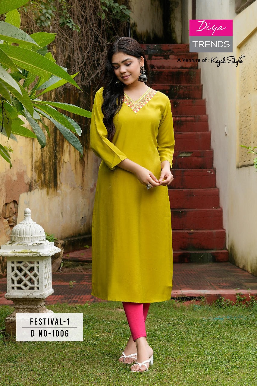 Festival 1 Diya Trends Roman Silk Plus Size Kurtis Manufacturer