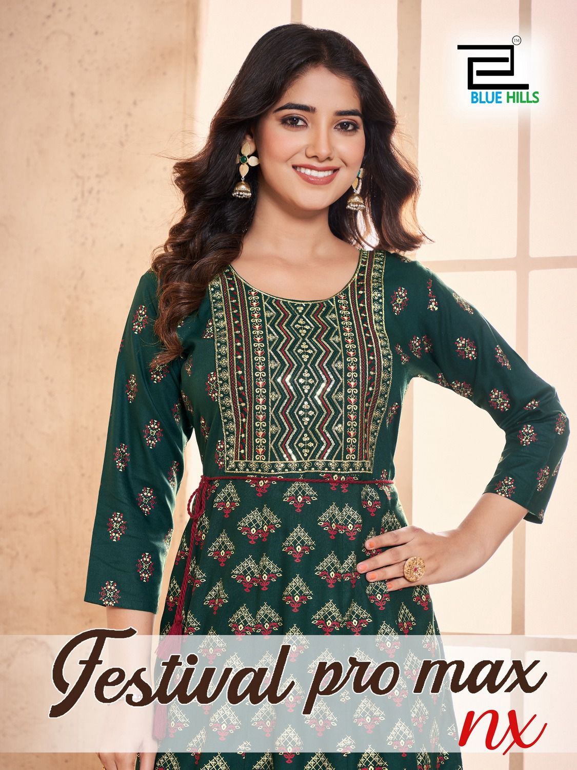 Festival Pro Max Nx Blue Hills Rayon 14Kg Anarkali Kurtis Exporter Gujarat