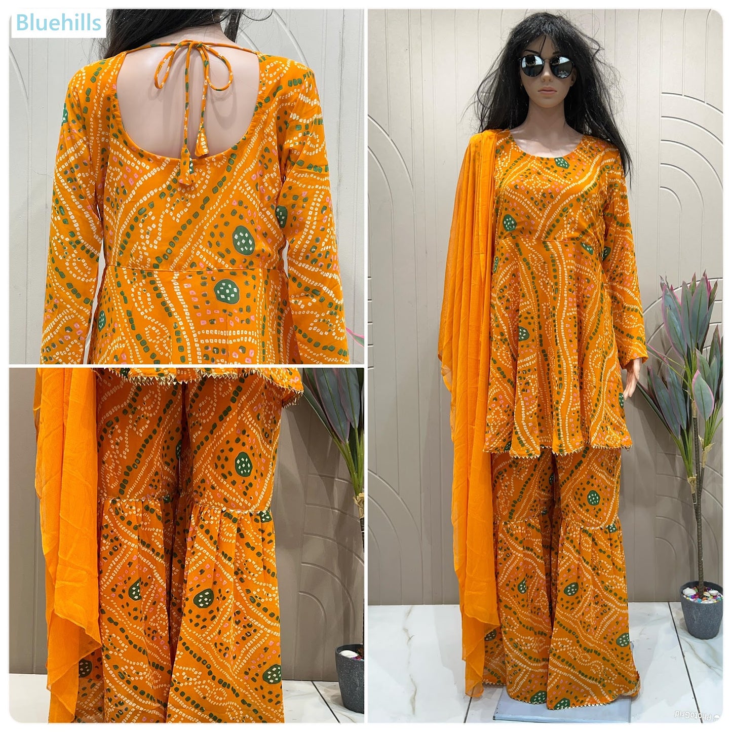 Festival Season Bluehills Georgette Readymade Sharara Suits Wholesale Price