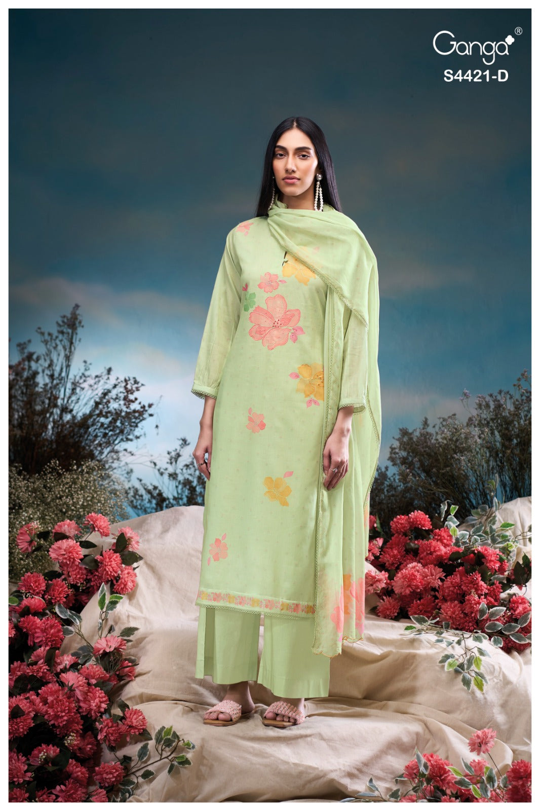 Finora 4421 Ganga Cotton Mul Plazzo Style Suits Wholesaler India