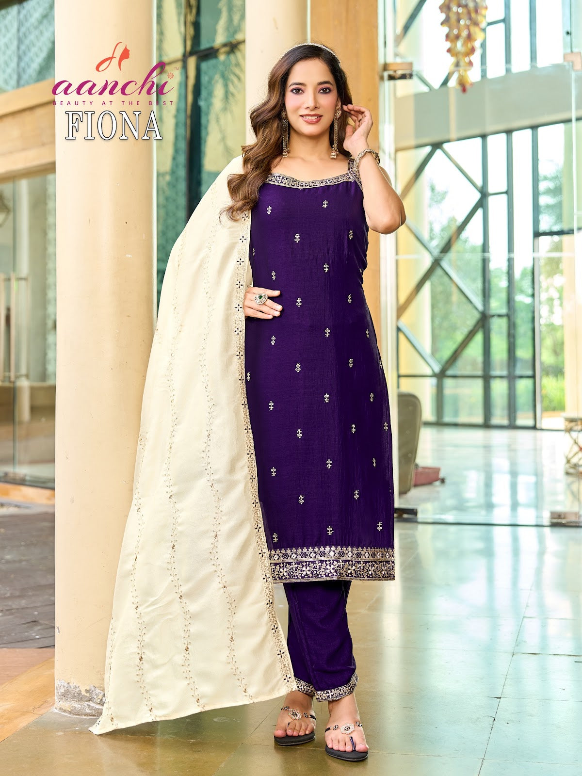 Fiona Aanchi Vichitra Silk Readymade Pant Style Suits Wholesale