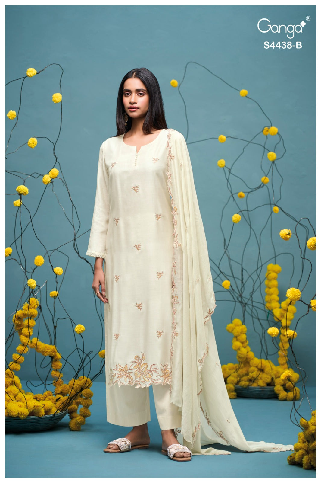 Firasha S4438 Ganga Bemberg Silk Pant Style Suits Exporter India