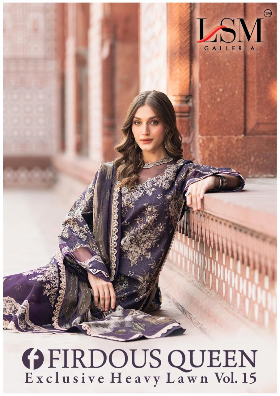 Firdous Queen Vol 15 Heavy Lawn Lsm Galleria Karachi Salwar Suits Manufacturer Gujarat