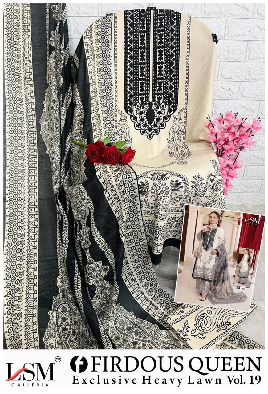 Firdous Queen Vol 19 Lsm Galleria Heavy Lawn Karachi Salwar Suits Supplier Ahmedabad