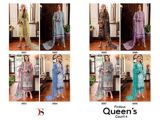 Firdous Queens Court 6 Deepsy Pure Cotton Pakistani Patch Work Suits