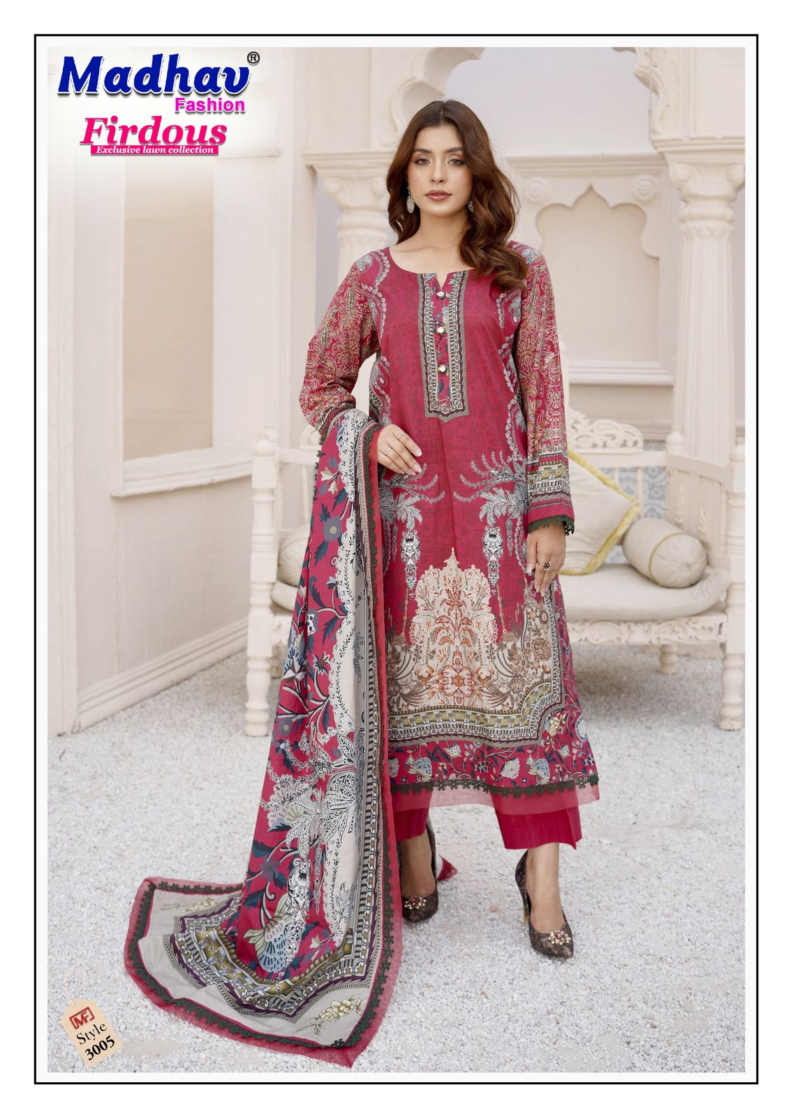 Firdous Vol 3 Madhav Fashion Cotton Lawn Karachi Salwar Suits Wholesale Price