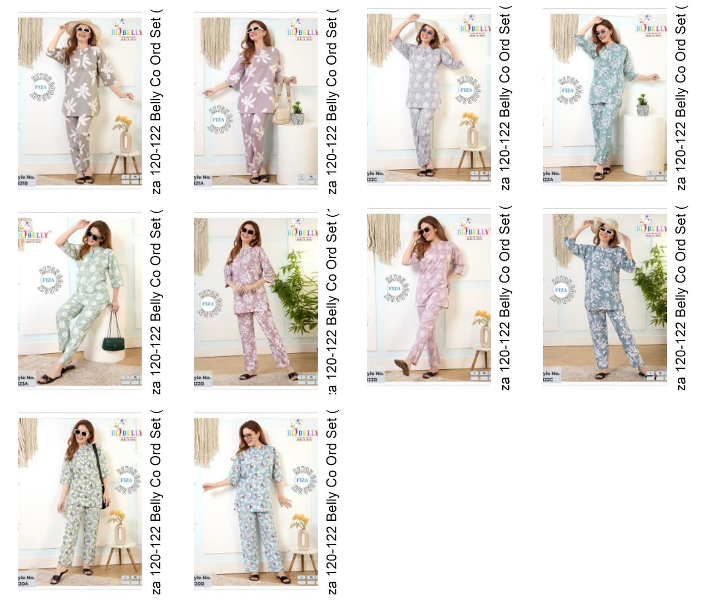 Fiza 120-122 Belly Rayon Co Ord Set Wholesaler Gujarat
