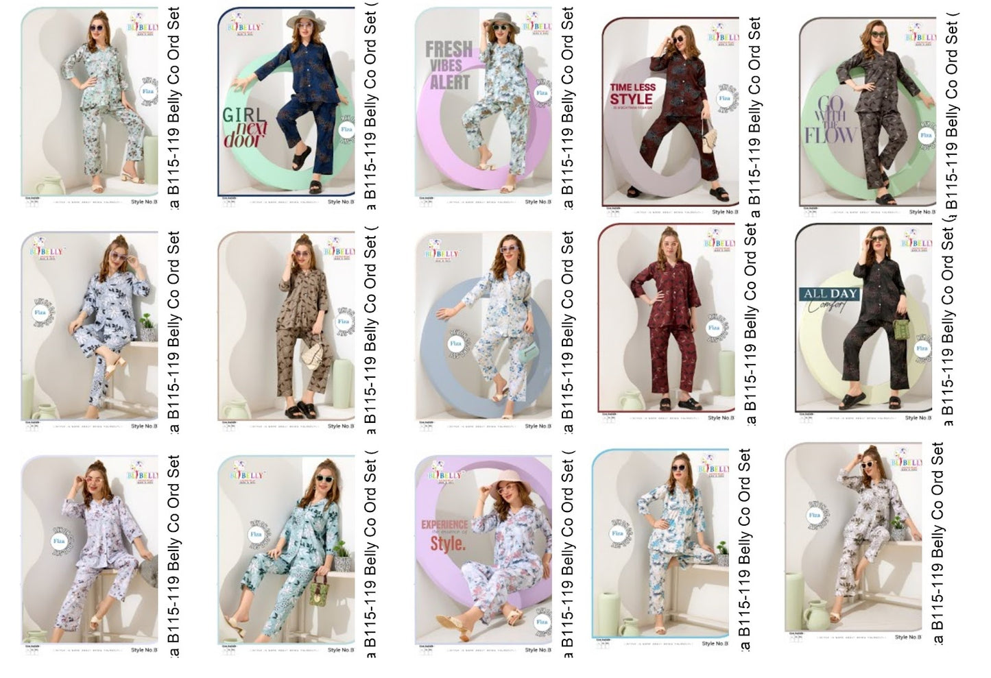 Fiza B115-119 Belly Rayon Co Ord Set Wholesale