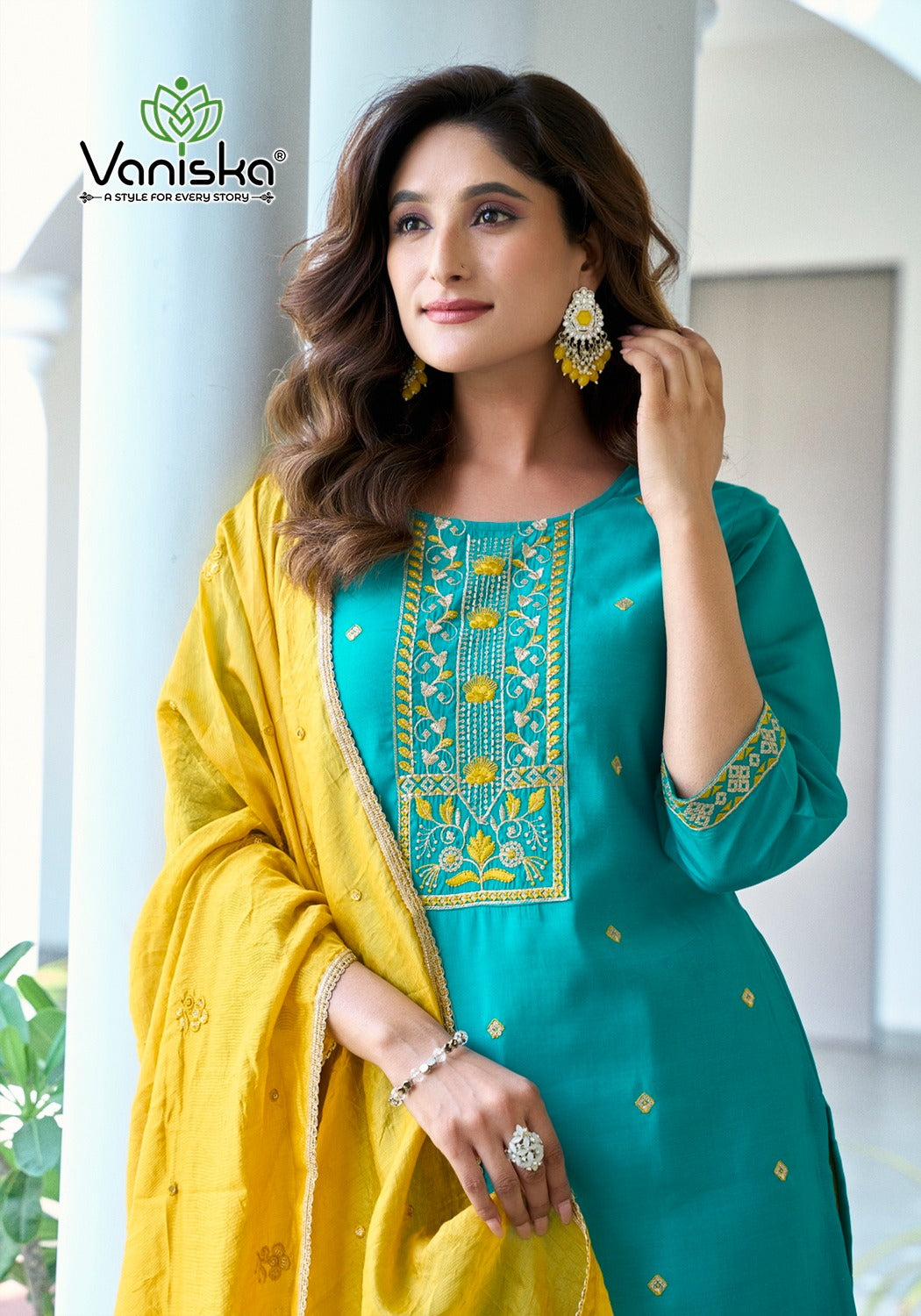 Fiza Vol 5 Vaniska Roman Silk Readymade Pant Style Suits Wholesaler Ahmedabad