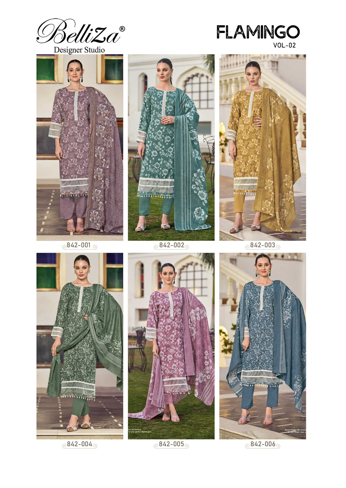 Flamingo Vol 2 Belliza Designer Studio Cotton Karachi Salwar Suits Manufacturer Gujarat