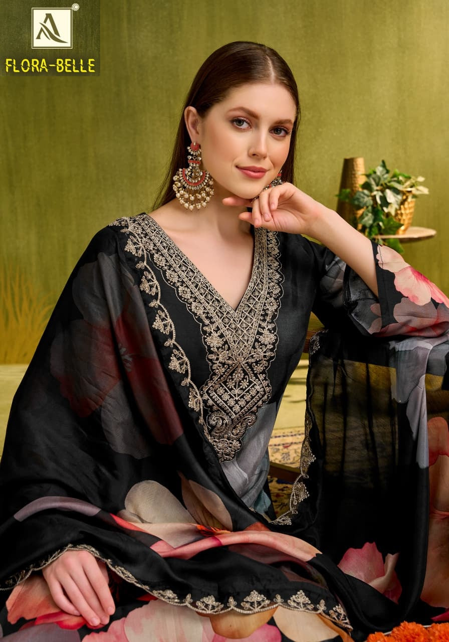 Flora Belle Alok Pure Maslin Karachi Salwar Suits Wholesaler Ahmedabad