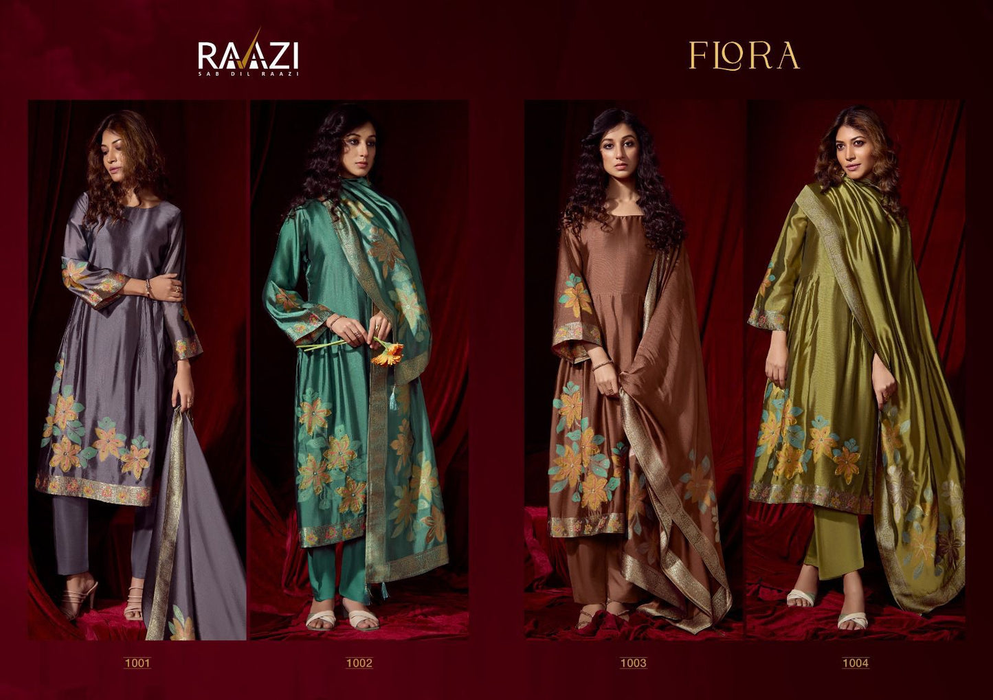 Flora Raazi Pure Bemberg Pant Style Suits Manufacturer India