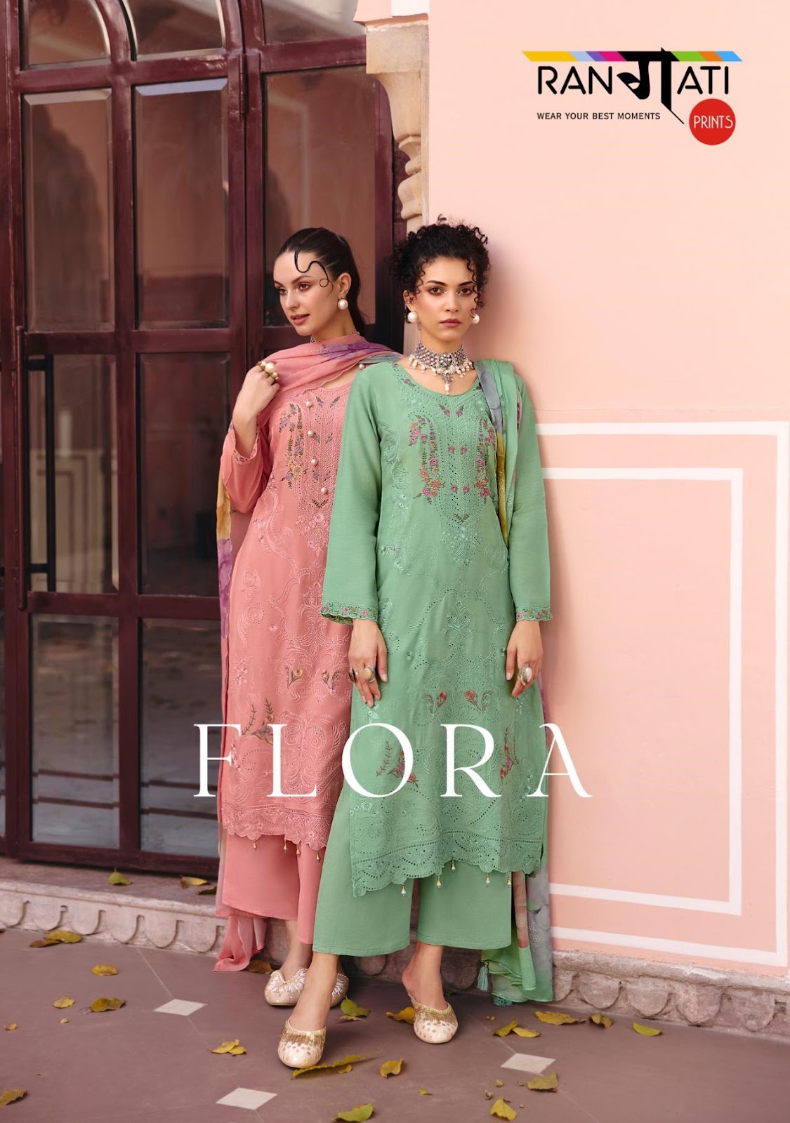 Flora Rangati Prints Silk Pant Style Suits Manufacturer Gujarat