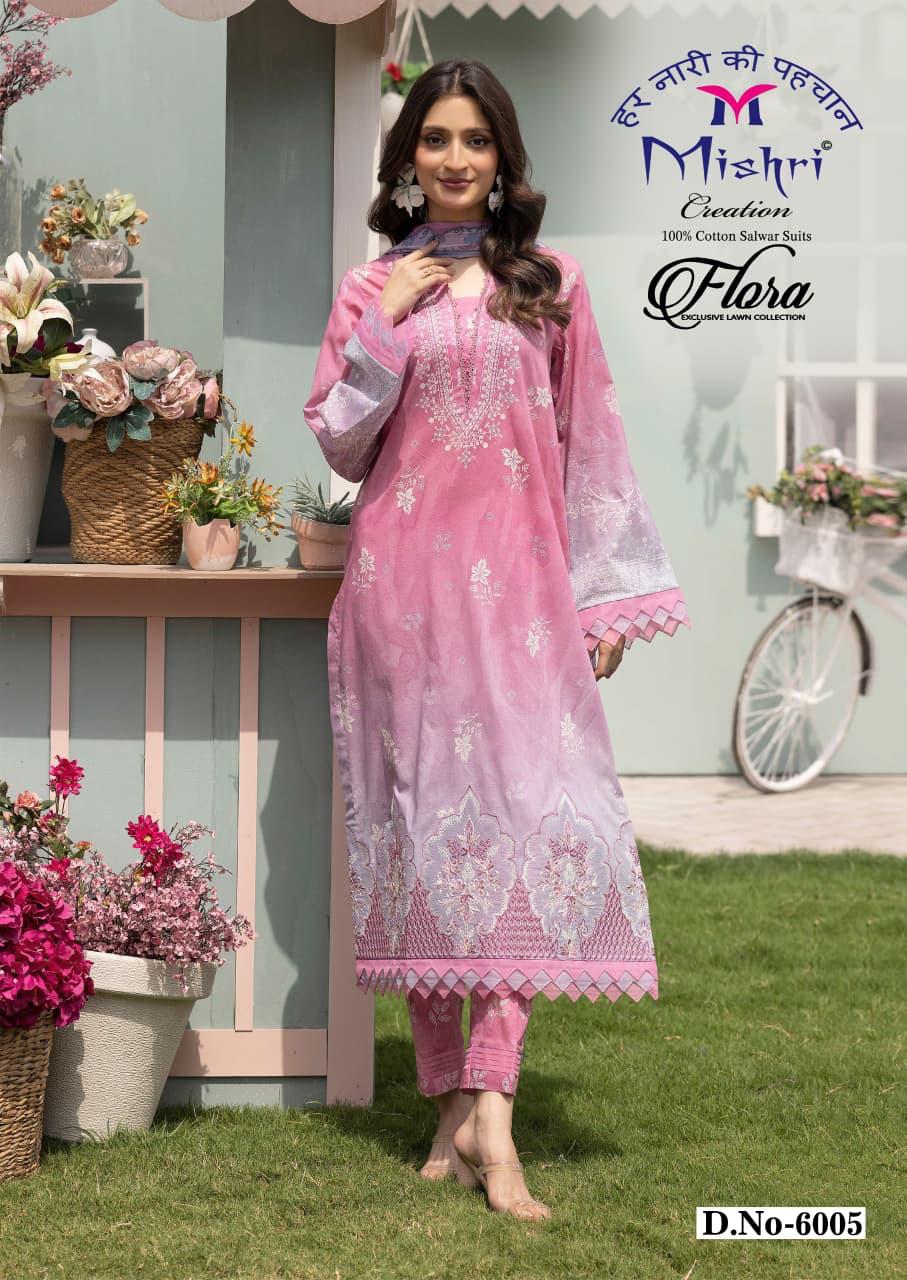 Flora Vol 6 Exclusive Lawn Mishri Cotton Karachi Salwar Suits Exporter Gujarat