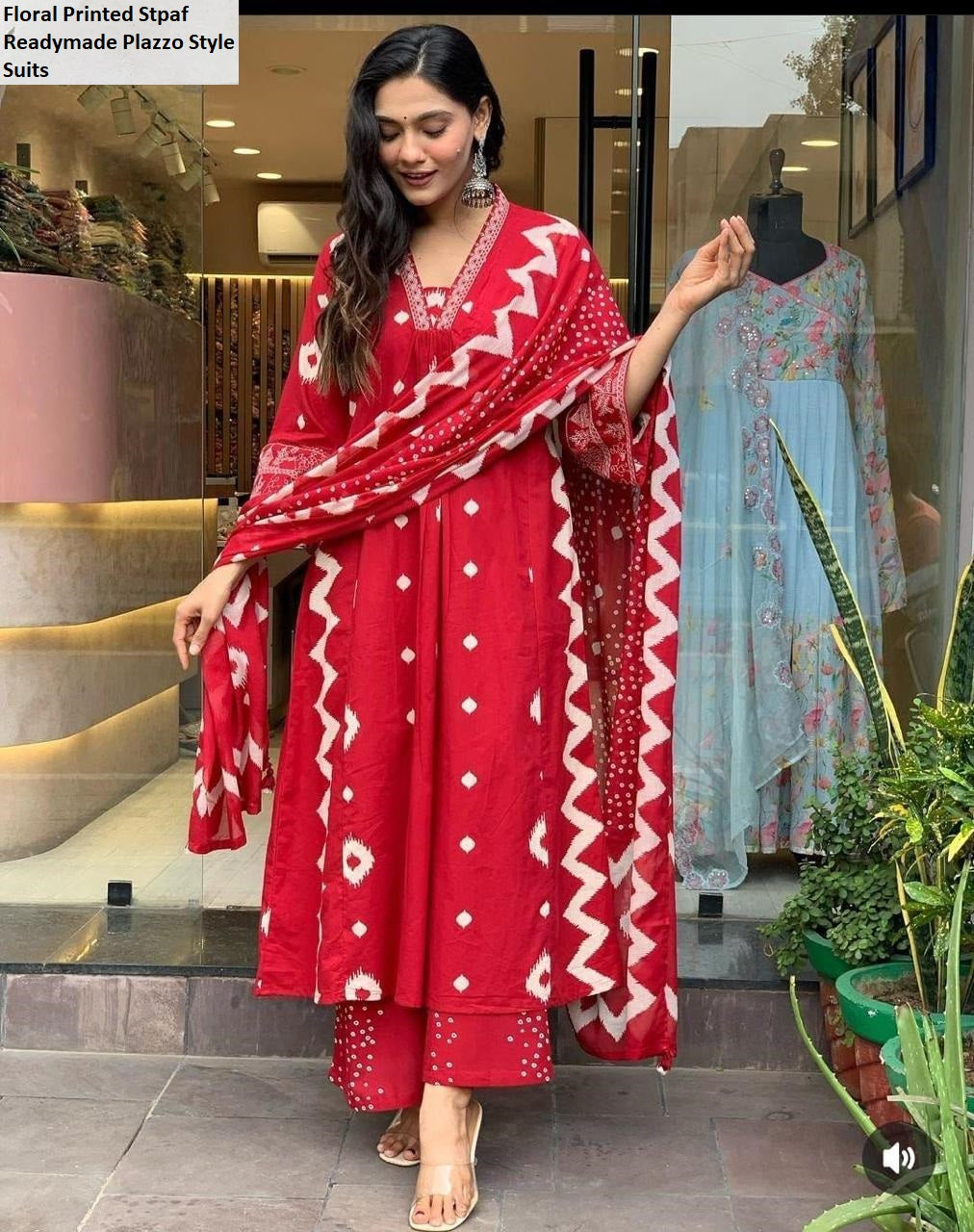 Floral Printed Stpaf Cotton Readymade Plazzo Style Suits Manufacturer India