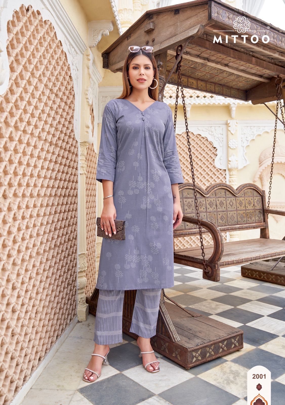 Floral Style Mittoo Cotton Kurti Pant Set Wholesale Price
