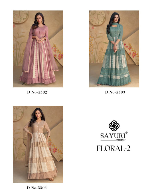 Floral Vol 2 Sayuri Georgette Gown Dupatta Set Wholesaler India