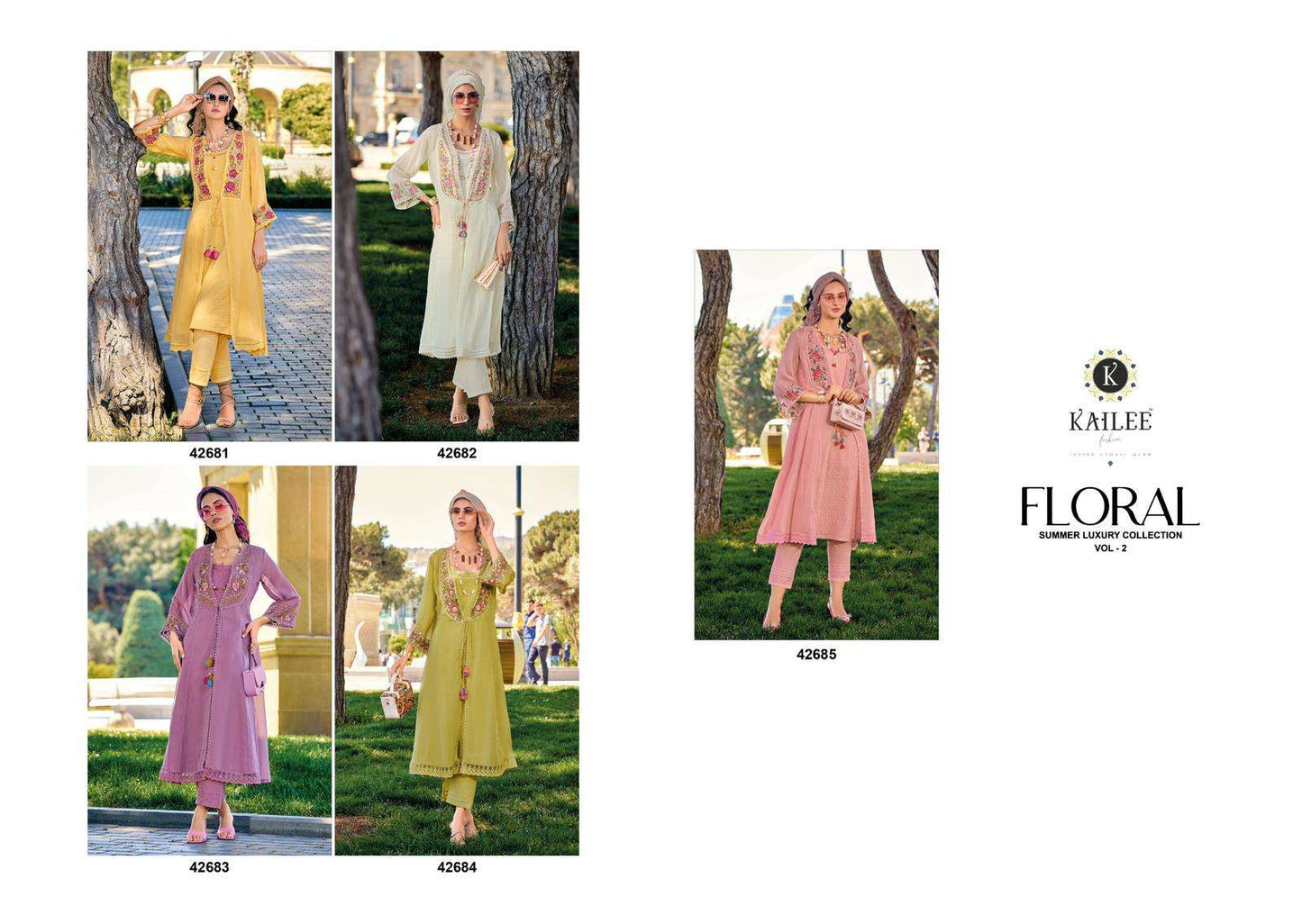 Floral Vol 2 With Koti Kailee Fashion Viscose Organza Readymade Pant Style Suits Wholesale Rate