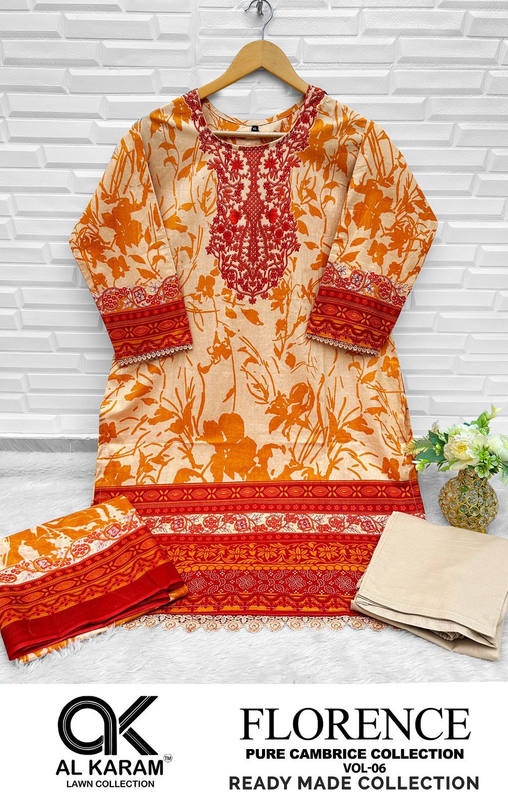 Florance Vol 6 Lawn Collection Al Karam Karachi Readymade Suits Wholesaler