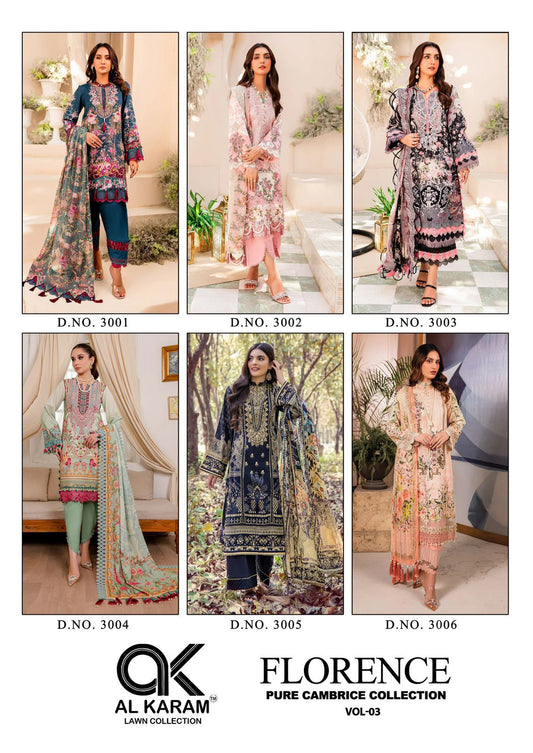 Florence Vol 3 Al Karam Cambric Karachi Salwar Suits