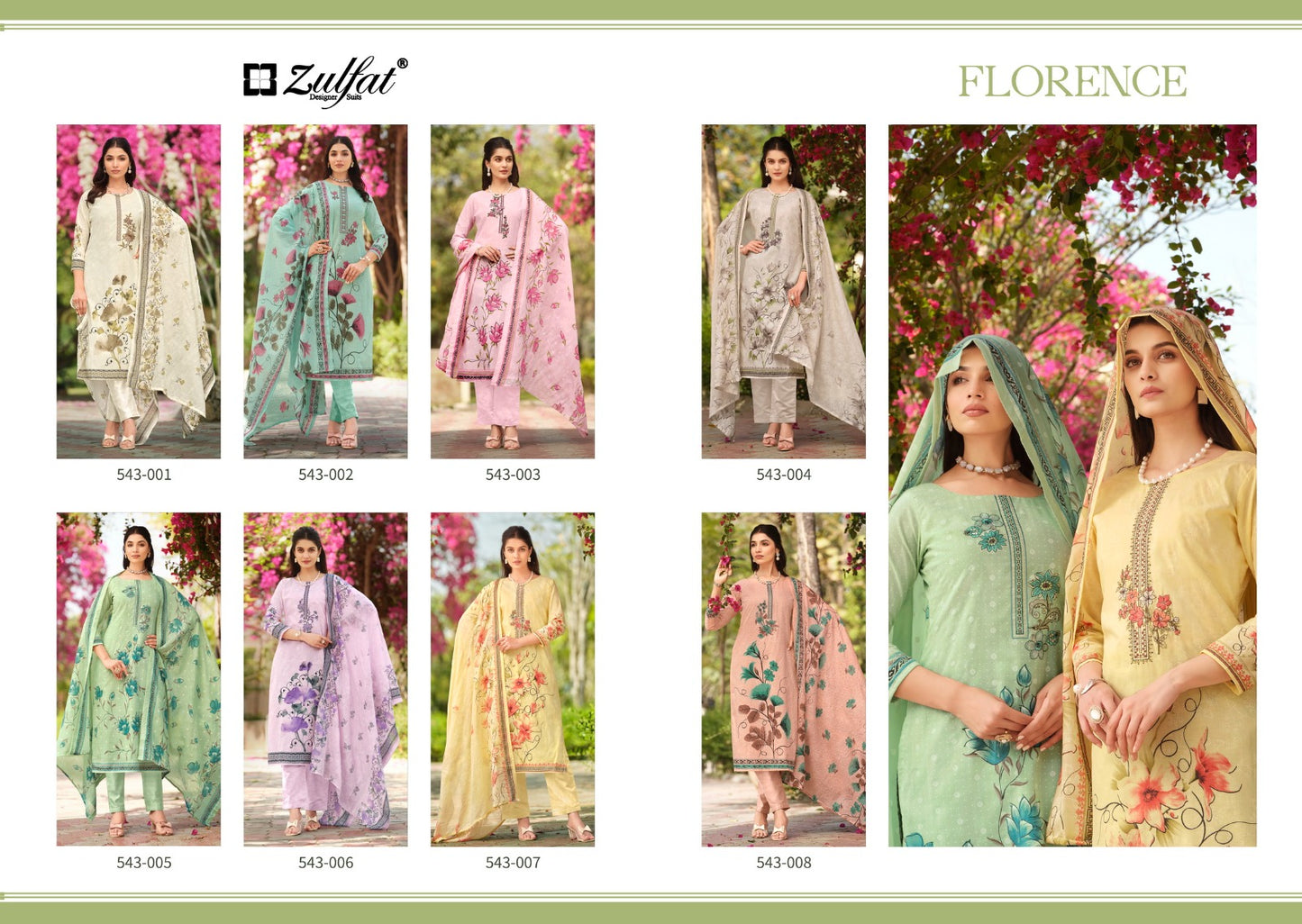 Florence Zulfat Designer Pure Cotton Pant Style Suits