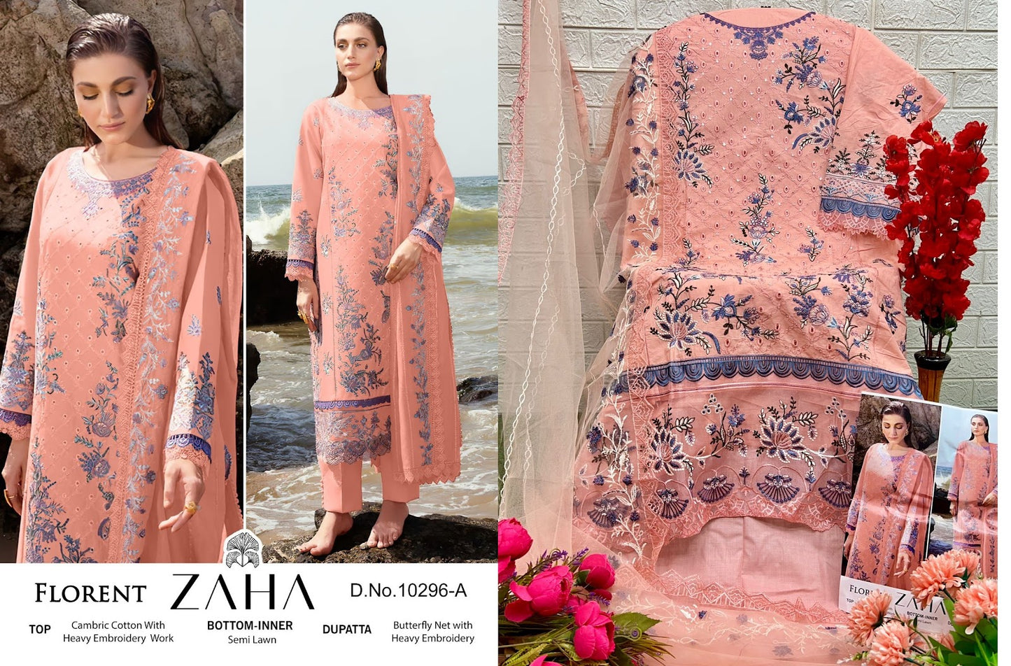 Florent 10296 Zaha Cambric Cotton Pakistani Salwar Suits