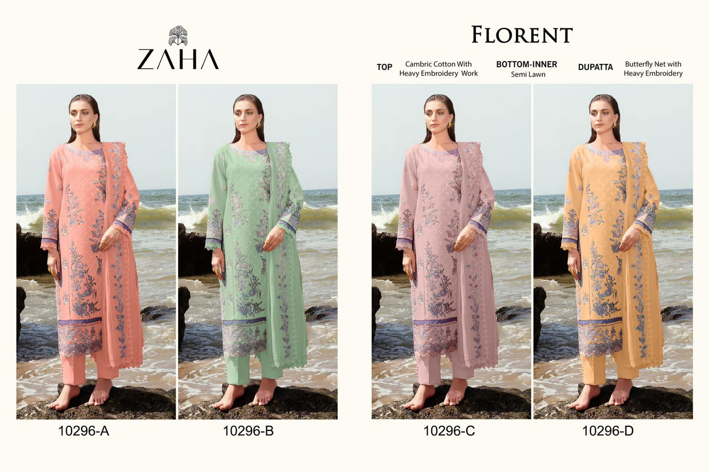 Florent 10296 Zaha Cambric Cotton Pakistani Salwar Suits