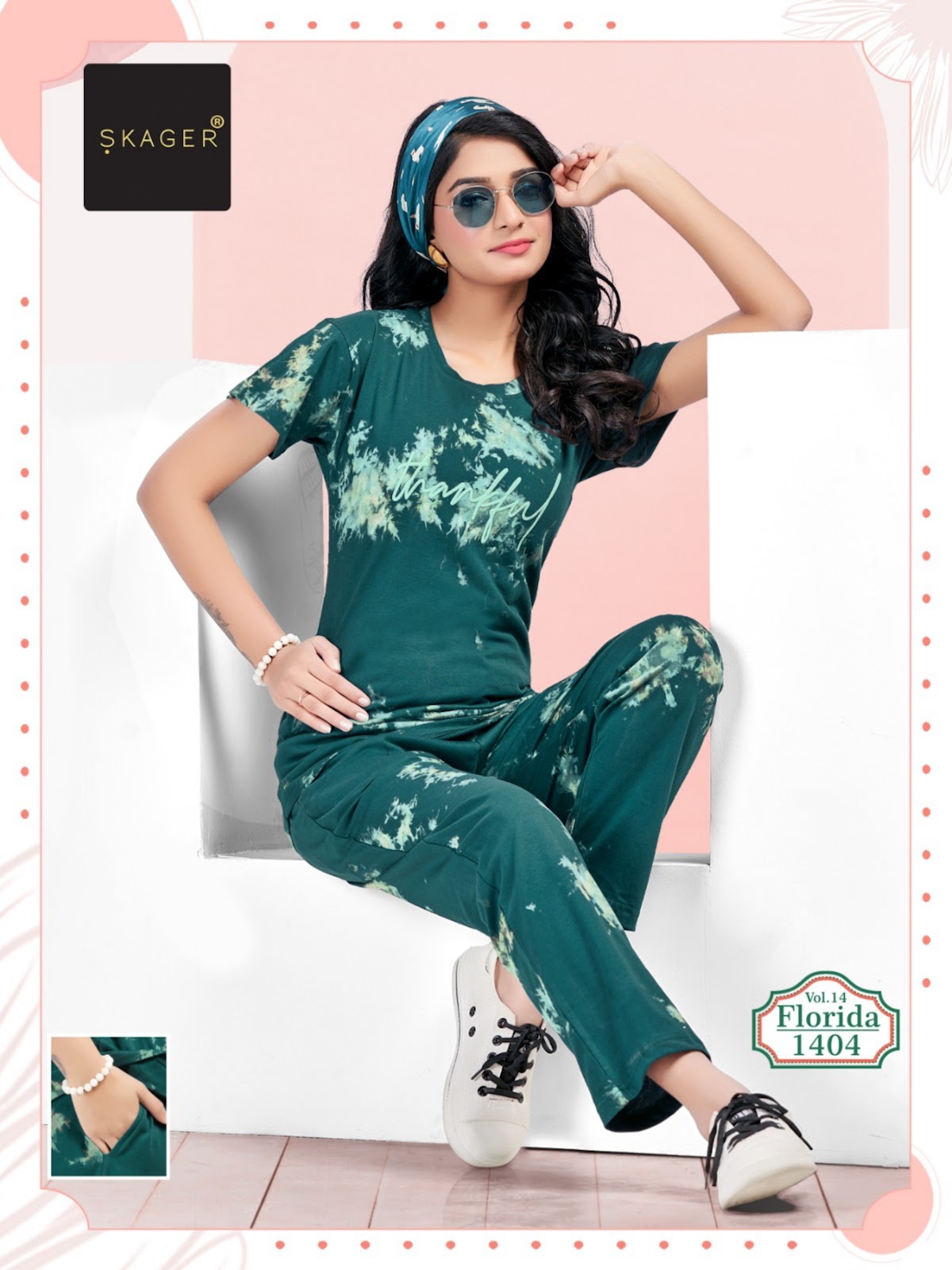 Florida Vol 14 Skager Tie Dye Pyjama Night Suits Wholesale