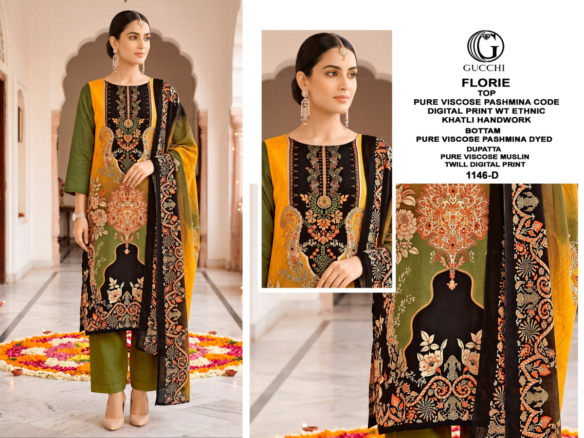 Florie 1146 Gucchi Viscose Pashmina Suits Wholesaler Ahmedabad