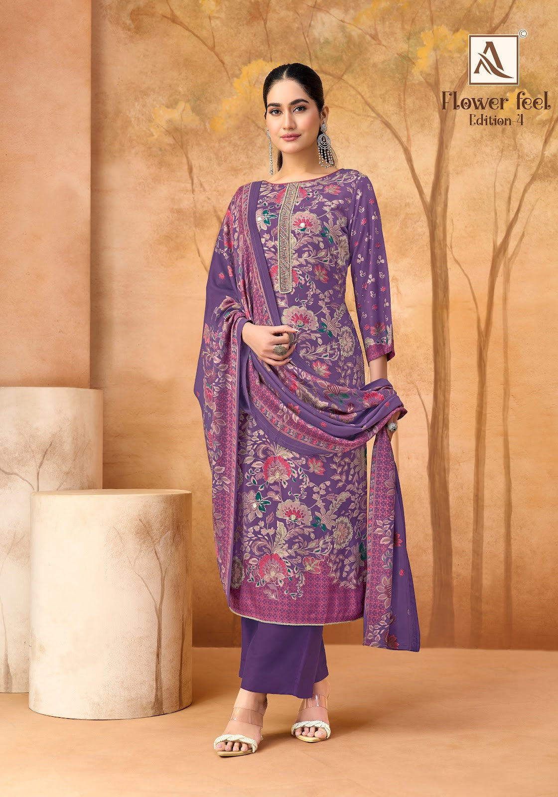 Flower Feel Edition 4 Alok Viscose Pashmina Suits Wholesale Rate