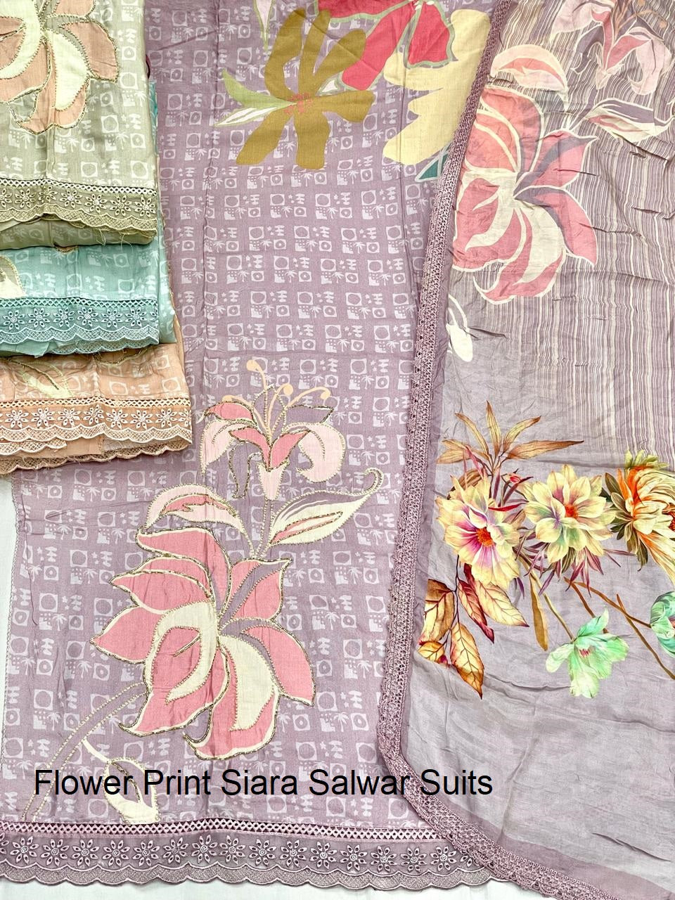 Flower Print Siara Viscose Muslin Salwar Suits Wholesale Price