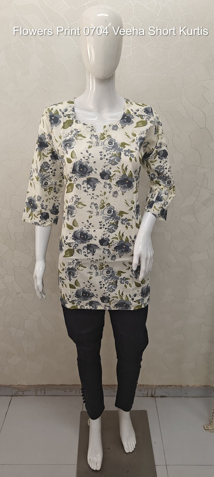 Flowers Print 0704 Veeha Cambric Cotton Short Kurtis Wholesaler India