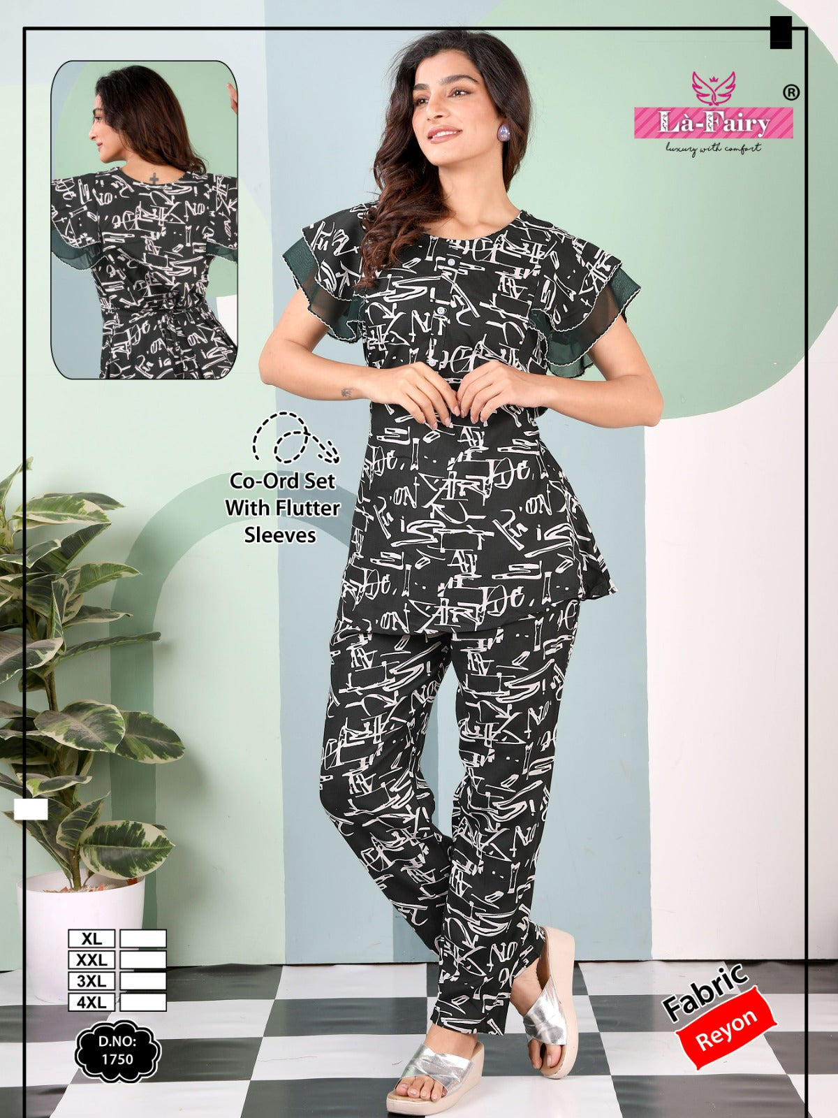 Flutter Sleeves Design 1750 La Fairy Reyon Co Ord Set Wholesaler