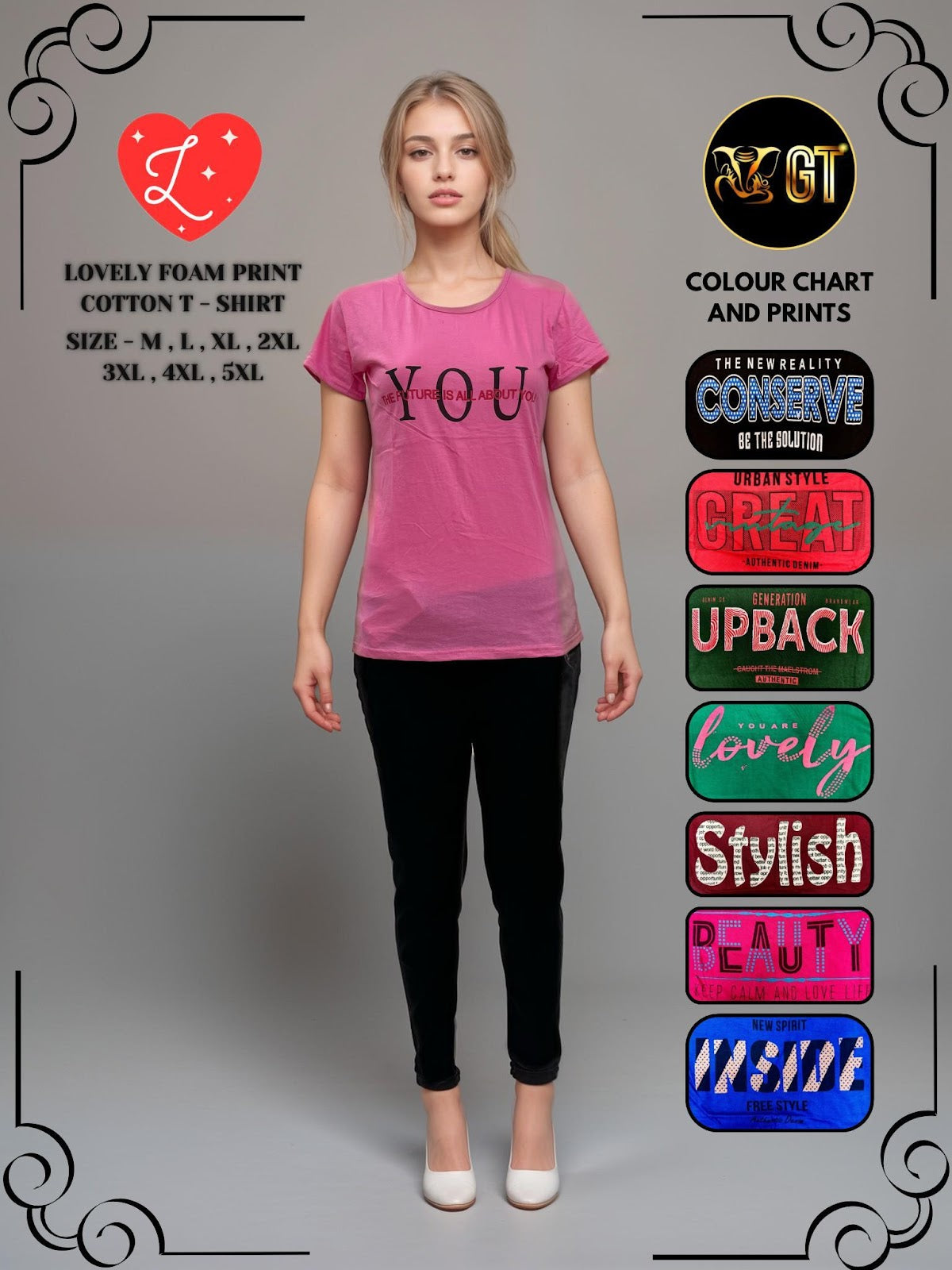 Foam Print Gt Cotton Women Tshirt Manufacturer Ahmedabad